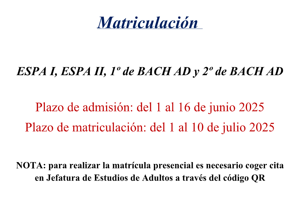 Matricula adultos curso 2025-2026